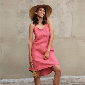 Linen Dress Women Casual Fit V1