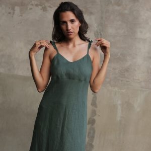 Linen Dress Sleeveless Maxi Length V3