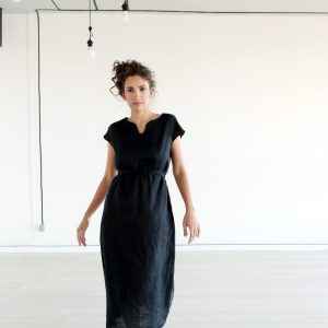 Linen Dress Mini Fit Women Minimalist V1