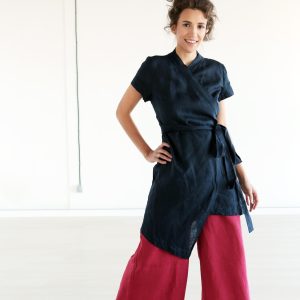 Linen Dress Short Sleeves Girl Relaxed Fit N096