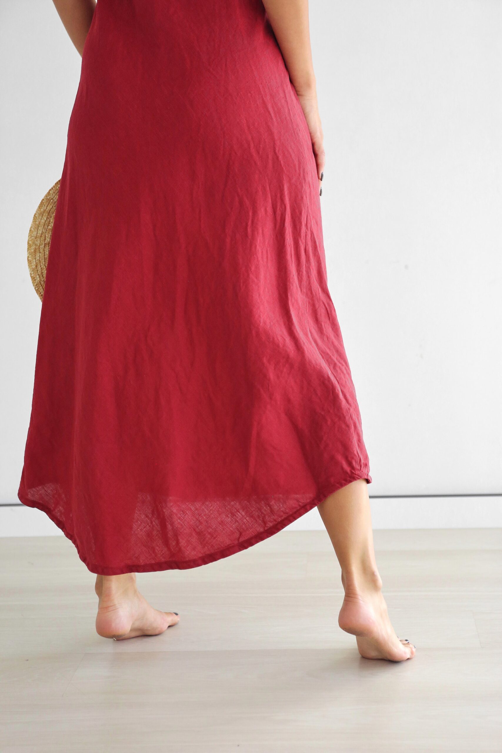 Linen Dress Sleeveless Maxi Length Relaxed Fit N399 - Image 6