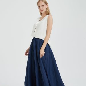 Elegant Plus Size Linen Maxi Dress Summer R12