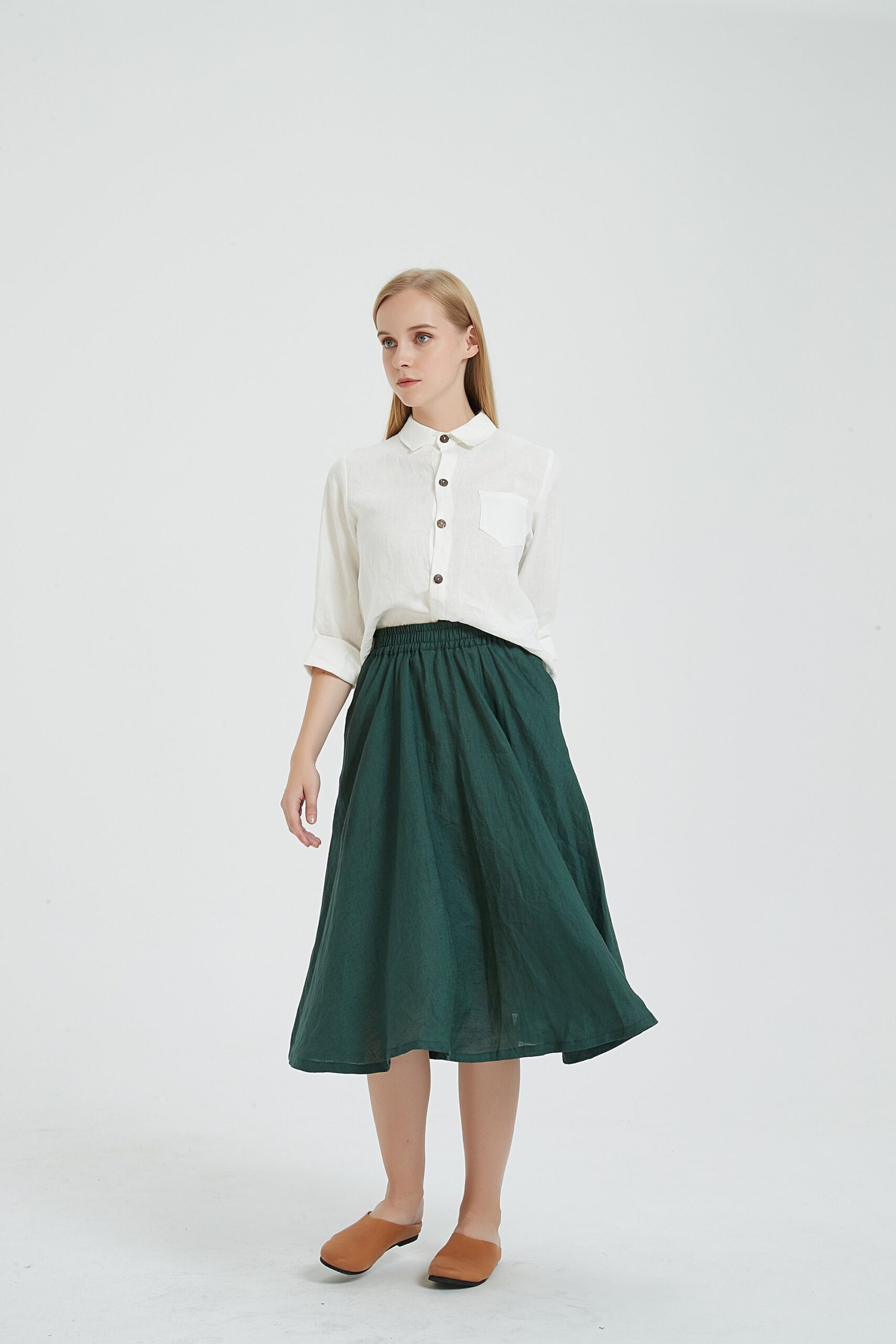 Casual Boho Linen Dress with Pockets Plus Size N117 - Image 2