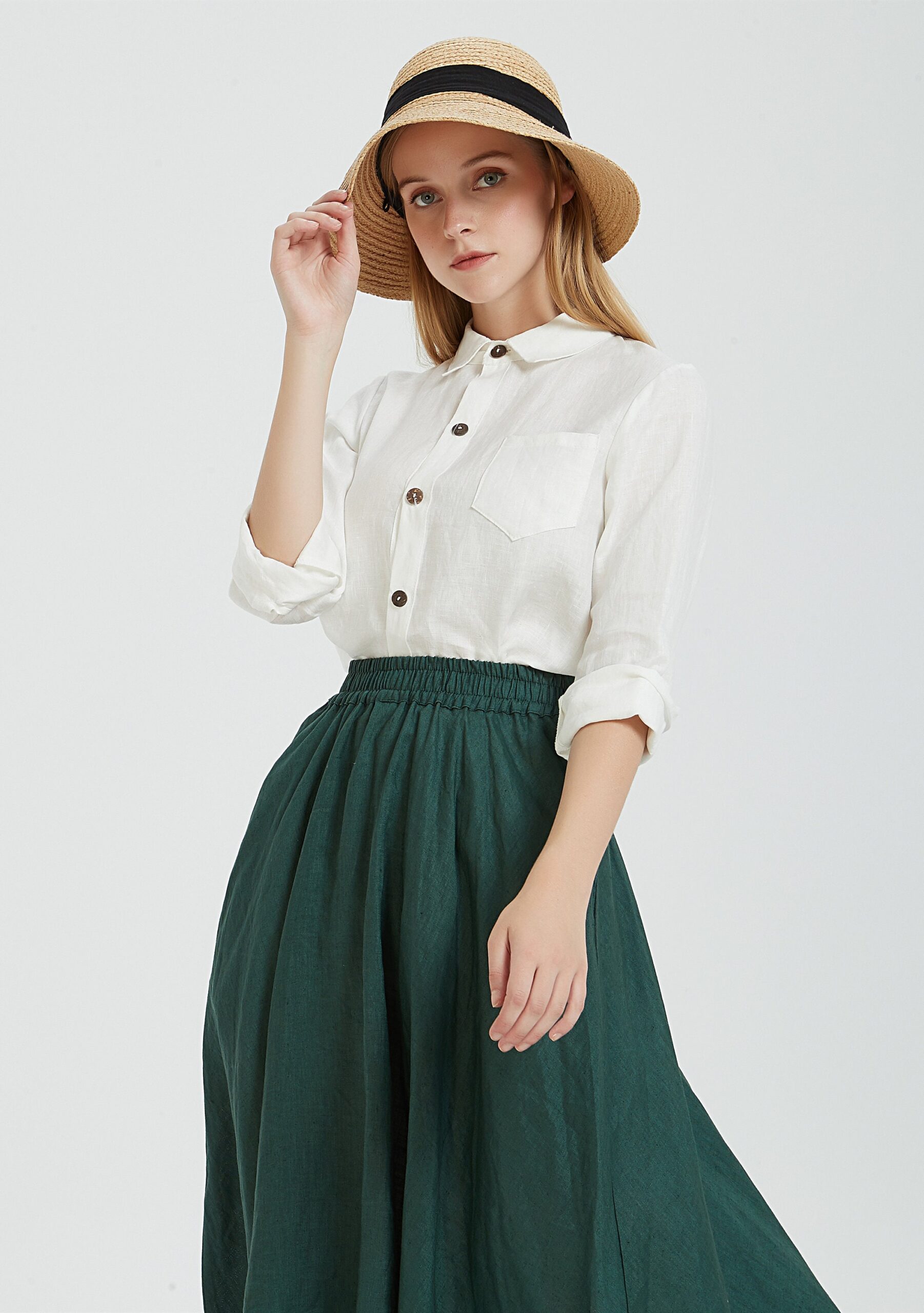 Casual Boho Linen Dress with Pockets Plus Size N117 - Image 6
