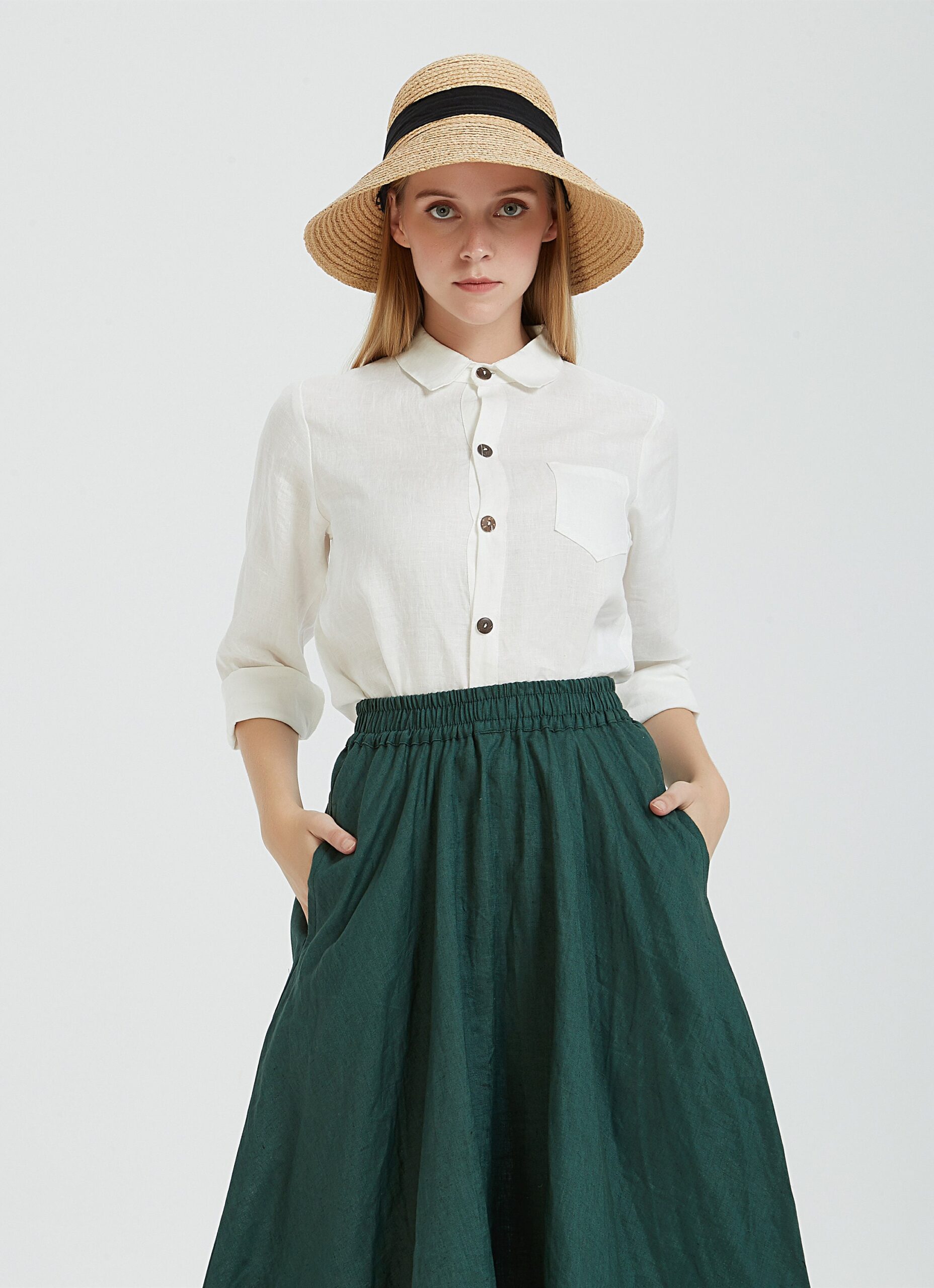 Casual Boho Linen Dress with Pockets Plus Size N117 - Image 5