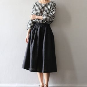 Linen Dress Boho Chic Midi Length Plus Size N38