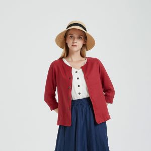 Boho Chic Linen Dress Plus Size Long Sleeve Fit E01