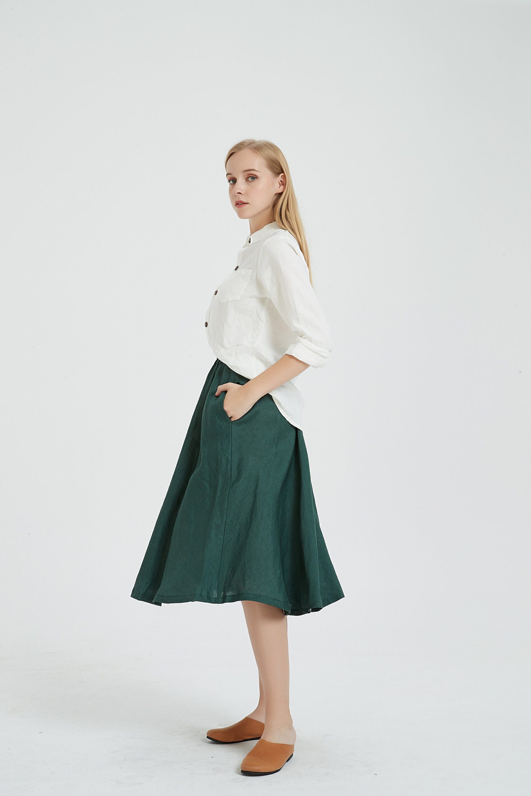 Casual Boho Linen Dress with Pockets Plus Size N117 - Image 3