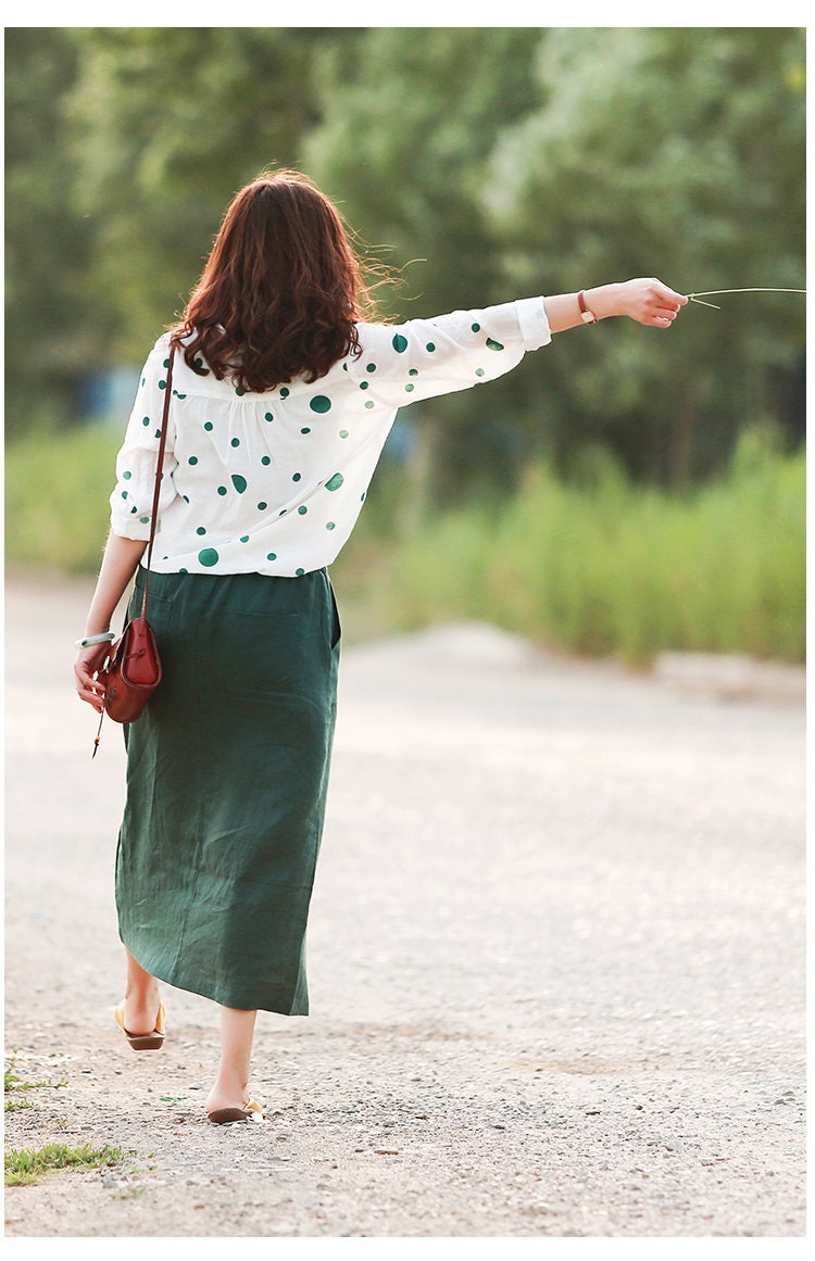 Boho Chic Linen Midi Dress Comfortable Plus Size X37 - Image 4