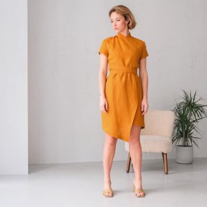 Linen Dress Short Sleeves Easy Fit N850