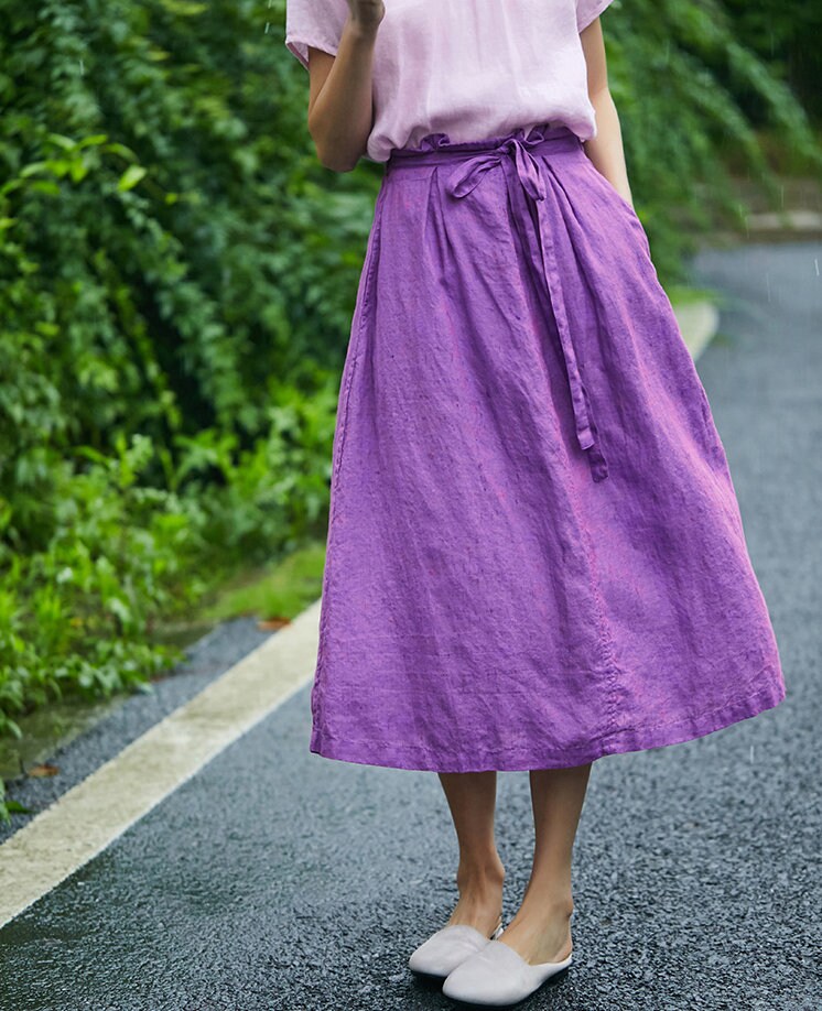 Boho Chic Midi Length Plus Size Fit Pure Linen Linen N37 - Image 4