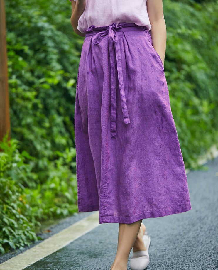 Boho Chic Midi Length Plus Size Fit Pure Linen Linen N37 - Image 5
