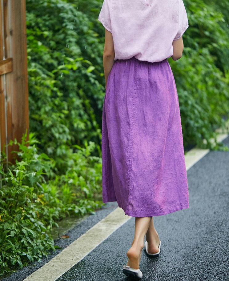 Boho Chic Midi Length Plus Size Fit Pure Linen Linen N37 - Image 6