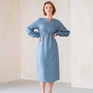 Linen Dress Mini Fit Minimalist Style Natural Fabric