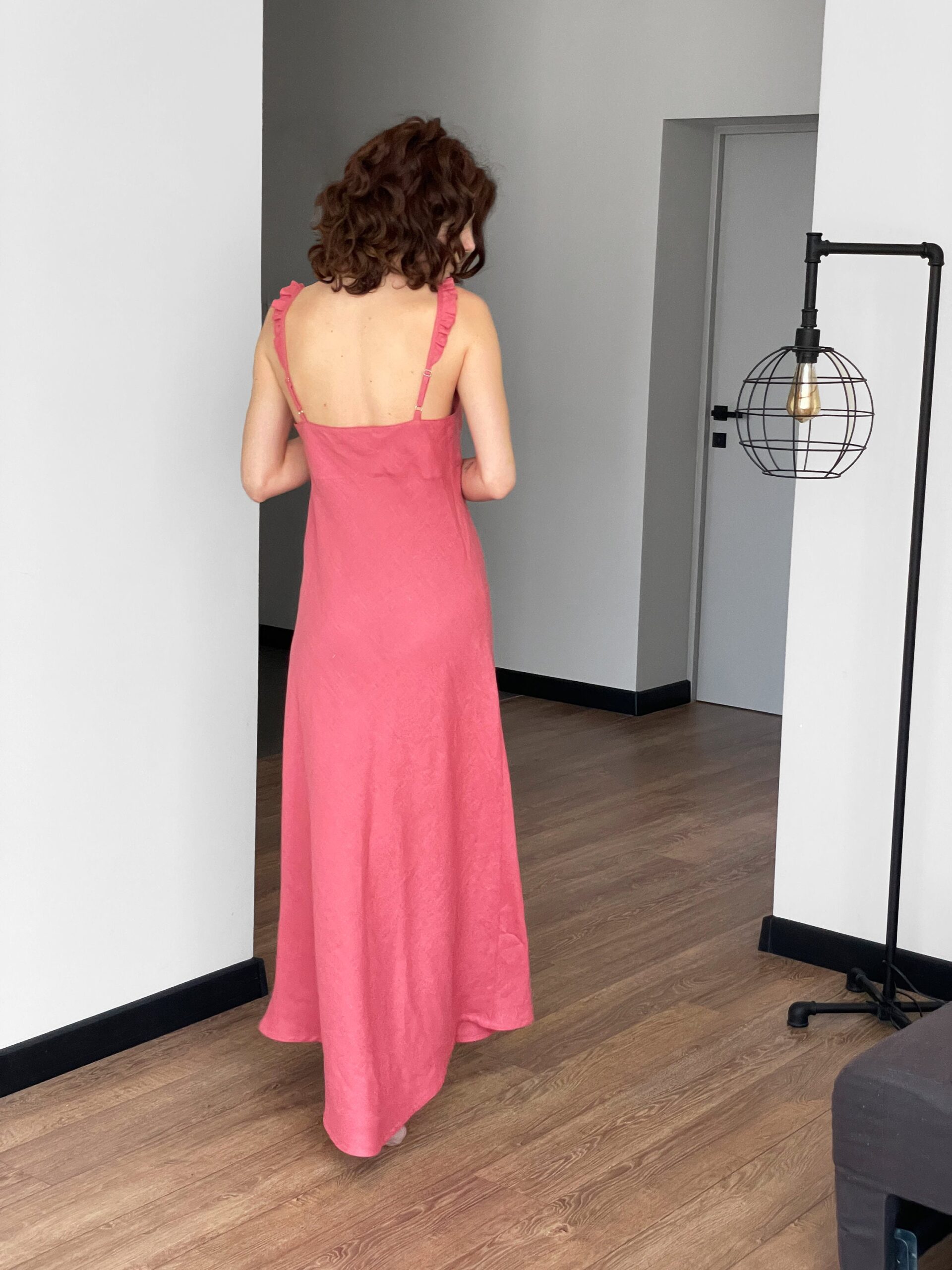 Linen Dress Sleeveless Maxi Length Minimalist Style N210 - Image 7