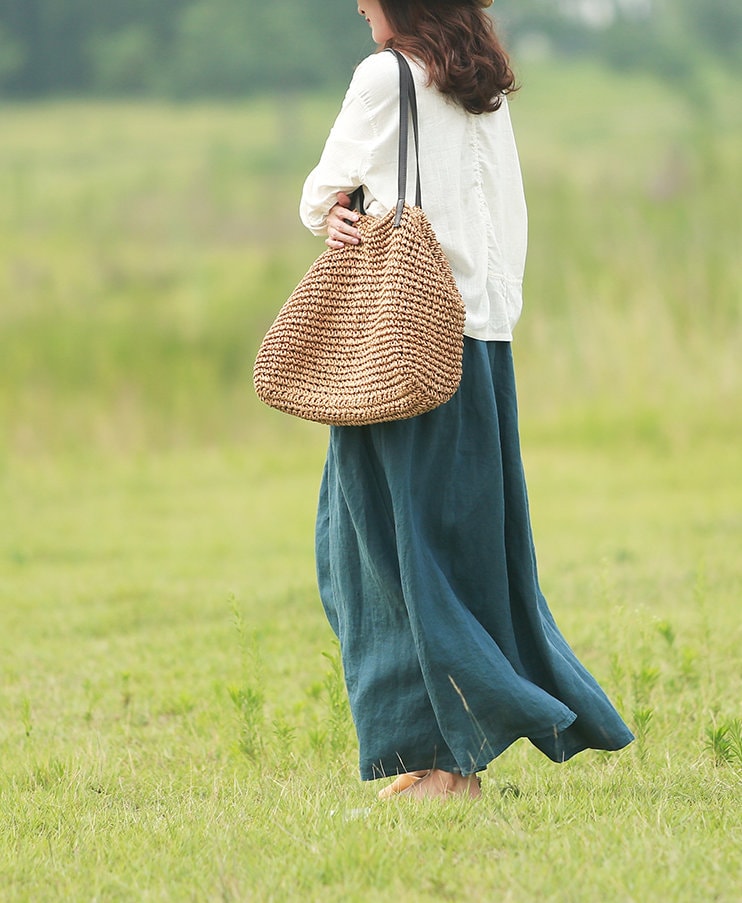 Casual Plus Size Linen Maxi Dress Lightweight Summer R12 - Image 5