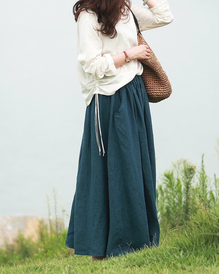 Casual Plus Size Linen Maxi Dress Lightweight Summer R12 - Image 6