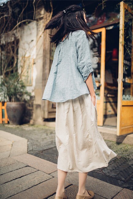 Boho Chic Linen Midi Dress Comfortable Plus Size Fit - Image 5