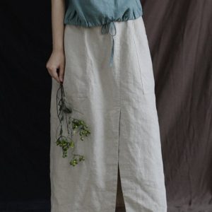 Linen Dress with Pockets Plus Size Relaxed Fit N163