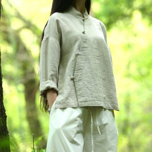 Linen Top Long Sleeve Boho Chic Plus Size F831