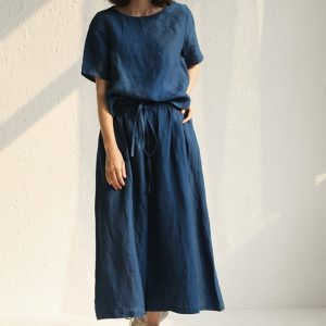 Maxi Length Plus Size Fit Pure Linen For Women Linen