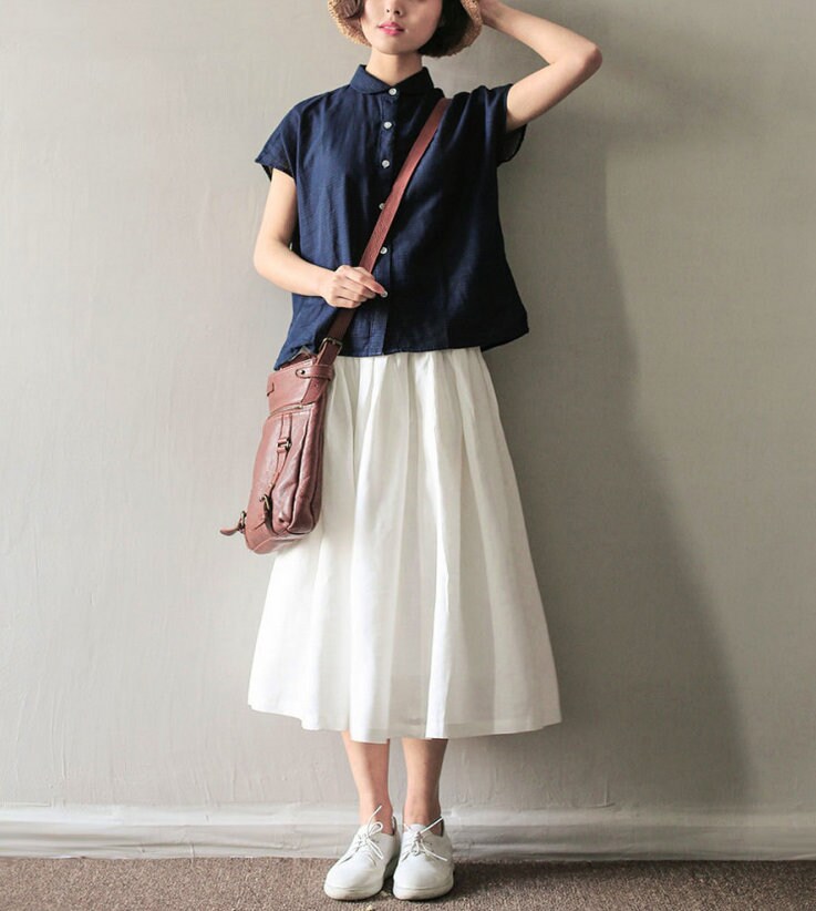Plus Size Linen Midi Dress Comfortable Casual Fit N38 - Image 5