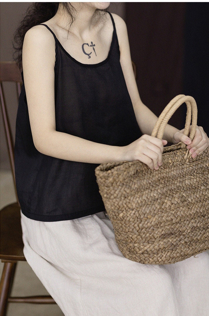 Linen Top Sleeveless Mini Natural Fabric N103 - Image 6