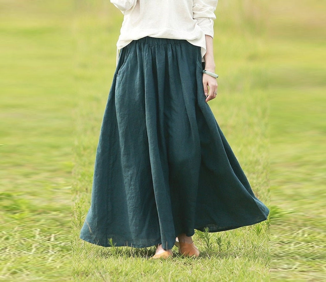 Casual Plus Size Linen Maxi Dress Lightweight Summer R12 - Image 2