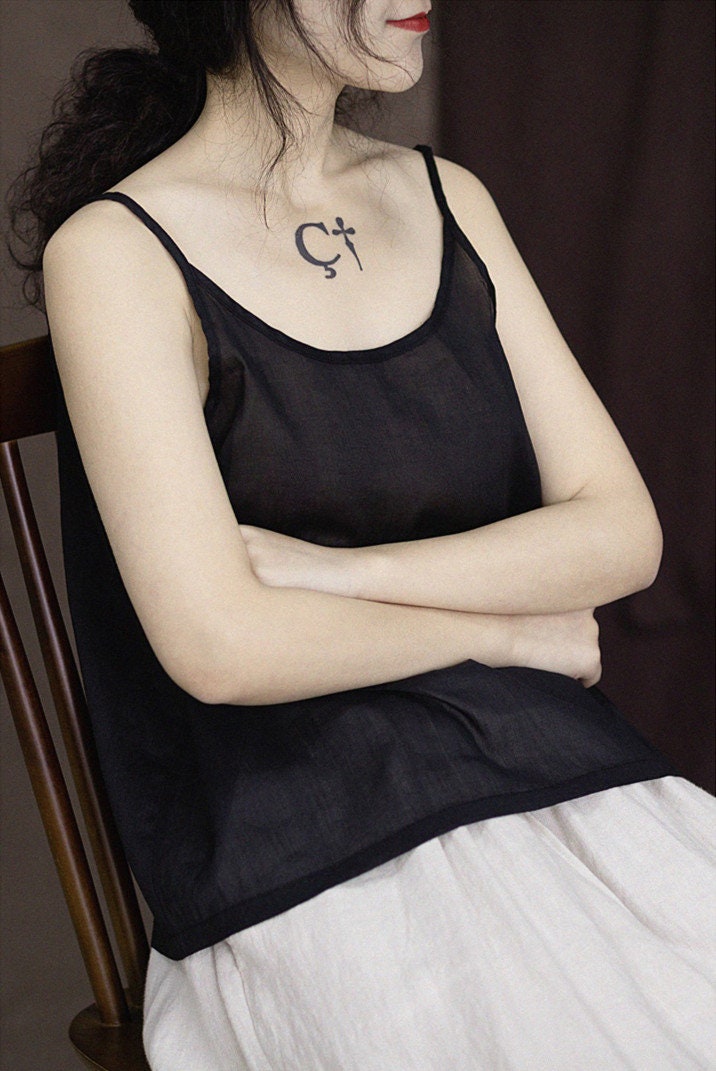 Linen Top Sleeveless Mini Natural Fabric N103 - Image 4