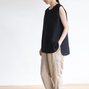 Linen Top Sleeveless Mini Natural Fabric N57
