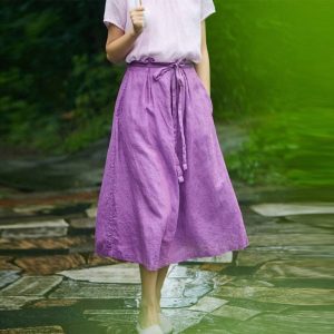 Boho Chic Midi Length Plus Size Fit Pure Linen Linen N37