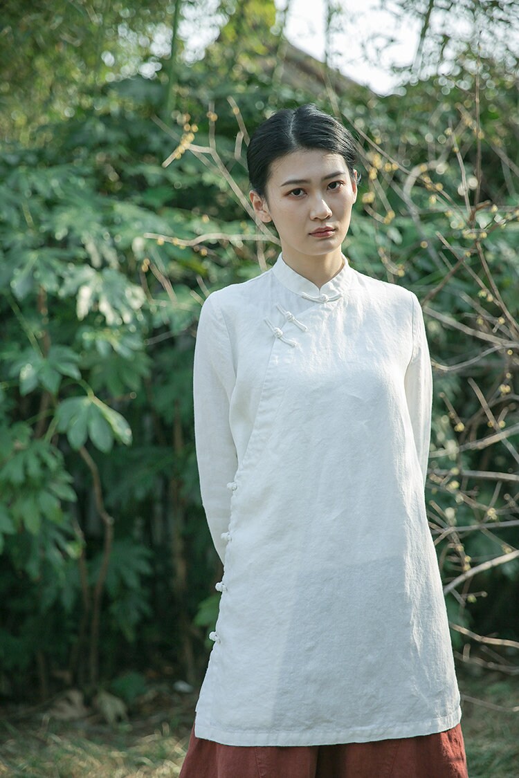 Linen Top Long Sleeve Boho Chic Comfort Fit N07 - Image 5