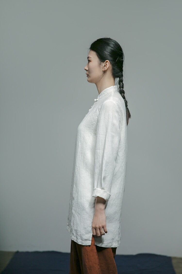 Linen Top Long Sleeve Boho Chic Comfort Fit N07 - Image 8