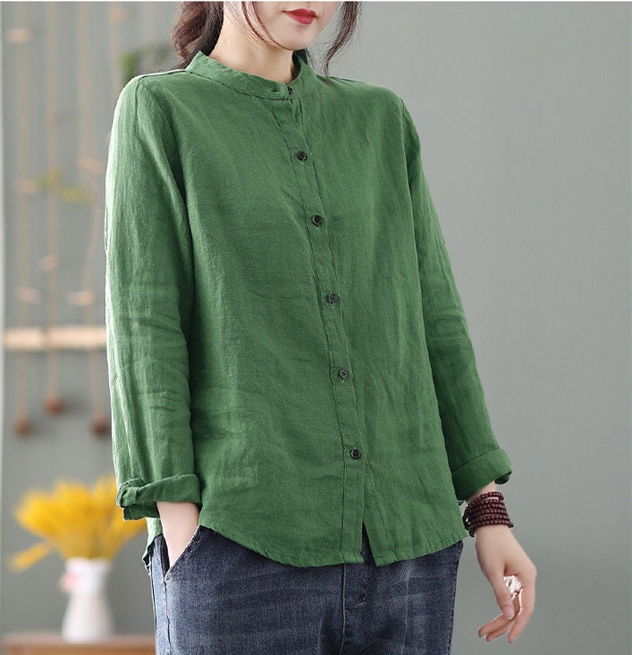 Linen Top Shirt Style Comfortable Fit F231 - Image 2