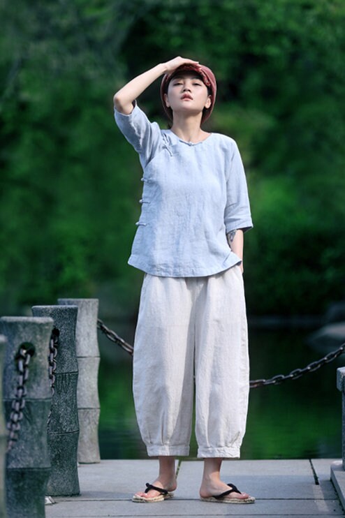 Linen Top Shirt Style Relaxed Fit F03 - Image 7