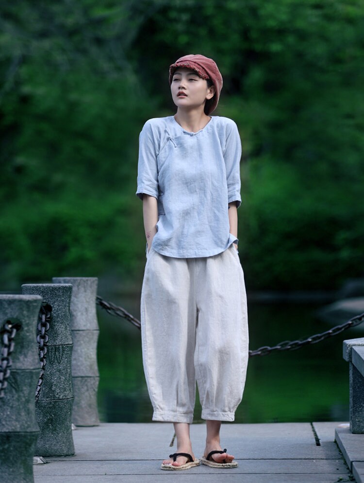 Linen Top Shirt Style Relaxed Fit F03 - Image 2