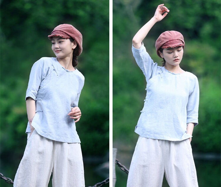 Linen Top Shirt Style Relaxed Fit F03 - Image 5