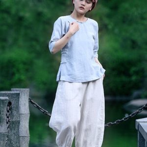 Linen Top Shirt Style Relaxed Fit F03