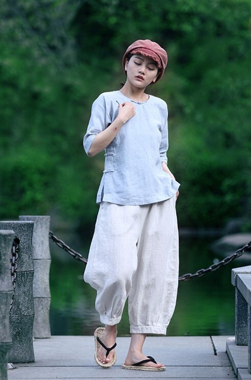 Linen Top Shirt Style Relaxed Fit F03