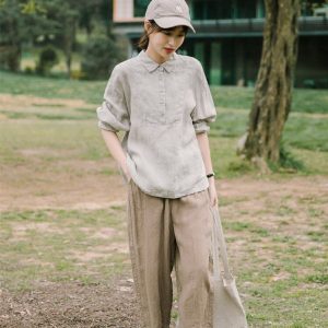 Linen Top Relaxed Fit Women F524