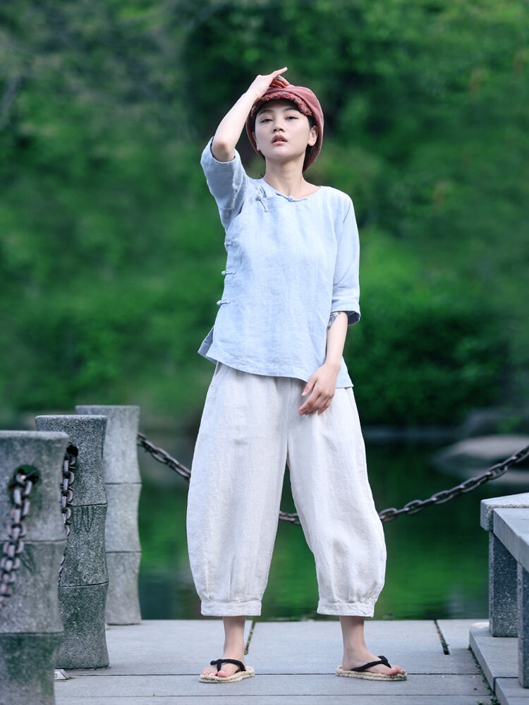 Linen Top Shirt Style Relaxed Fit F03 - Image 3