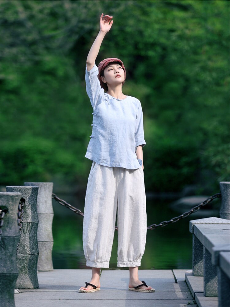 Linen Top Shirt Style Relaxed Fit F03 - Image 8