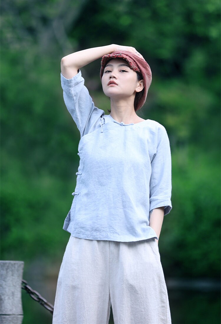 Linen Top Shirt Style Relaxed Fit F03 - Image 6