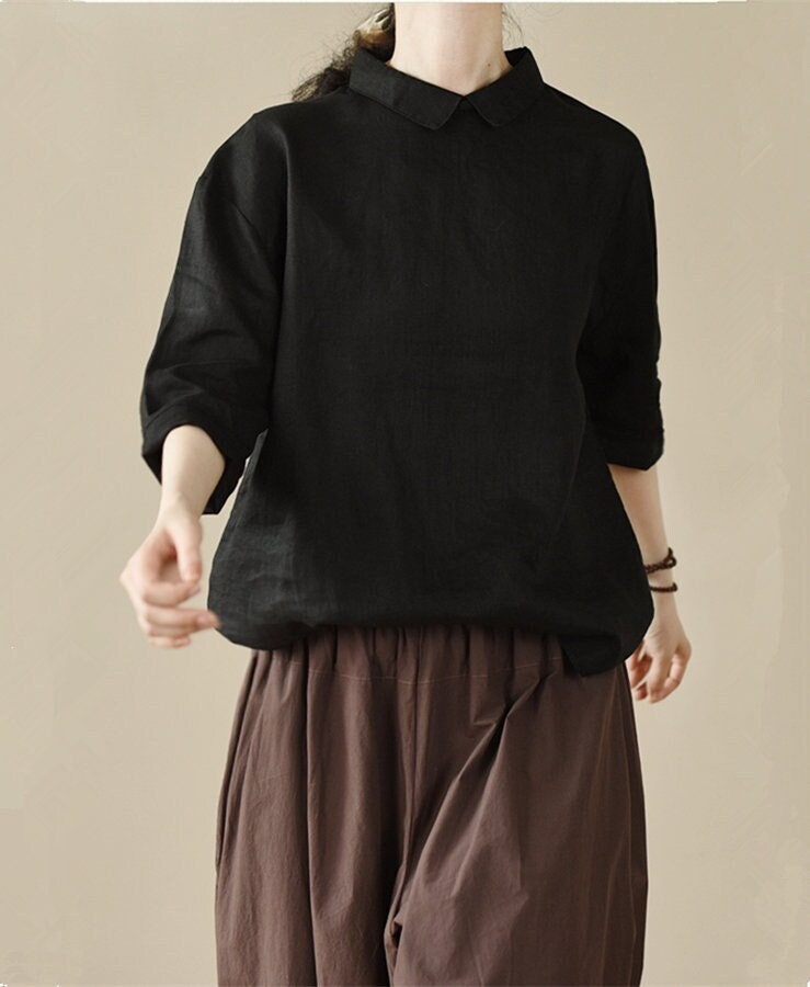 Linen Top Shirt Style Summer Style F244