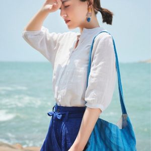 Linen Top Shirt Style Casual Comfort F281