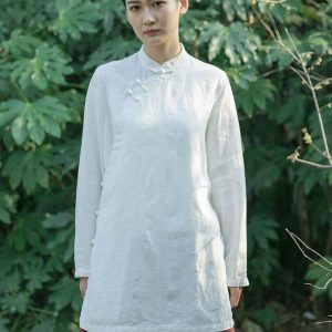 Linen Top Long Sleeve Boho Chic Classic Fit N088